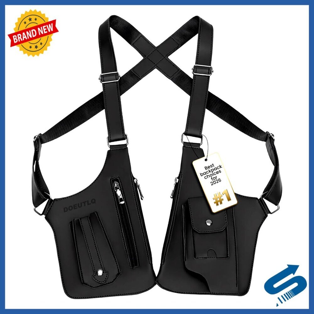 Leather Shoulder Bag Tactical Crossbody Adjustable Strap Hidden Compartment